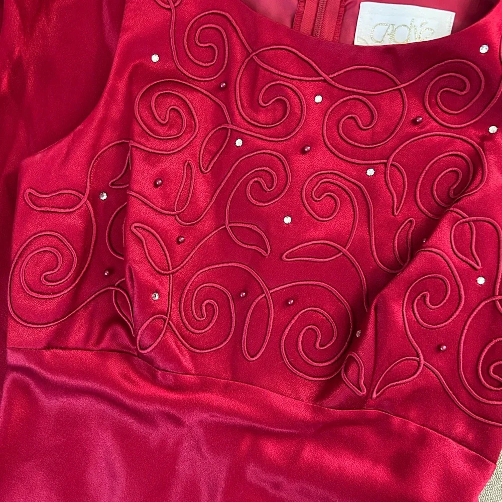 Cache Y2K Vintage Prom‎ Dress Maxi Red Beaded Top Size 3/4 Juniors